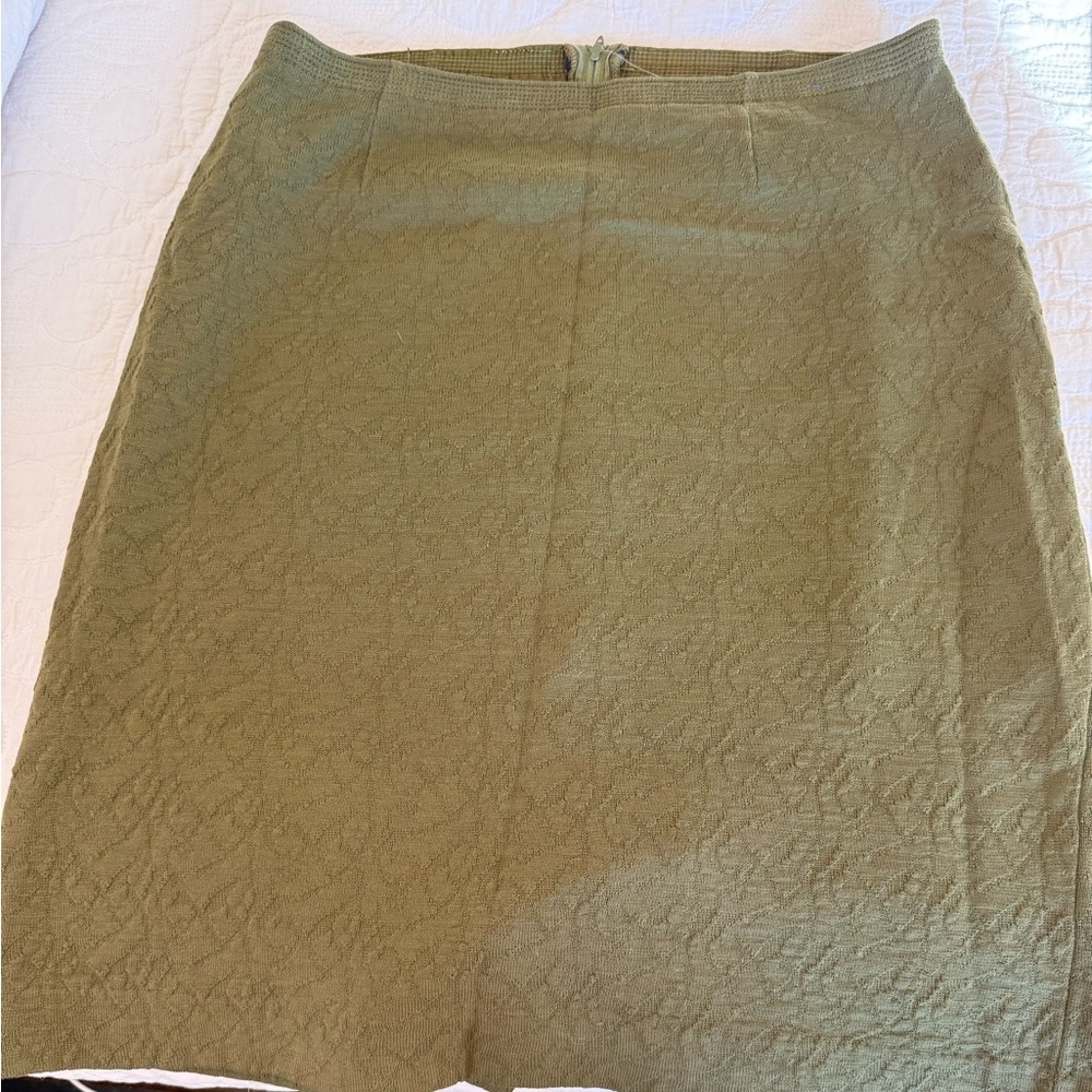 Vintage 60’s Elegant Olive Women's Pencil Skirt, textured fabric